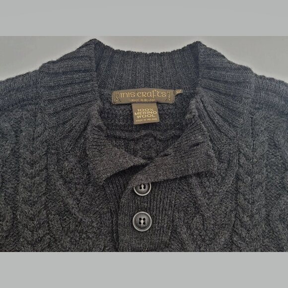 Inis Craft Mens Sz XL Ireland Cable Knit Fisherman Merino Wool Pullover Sweater - Picture 5 of 8